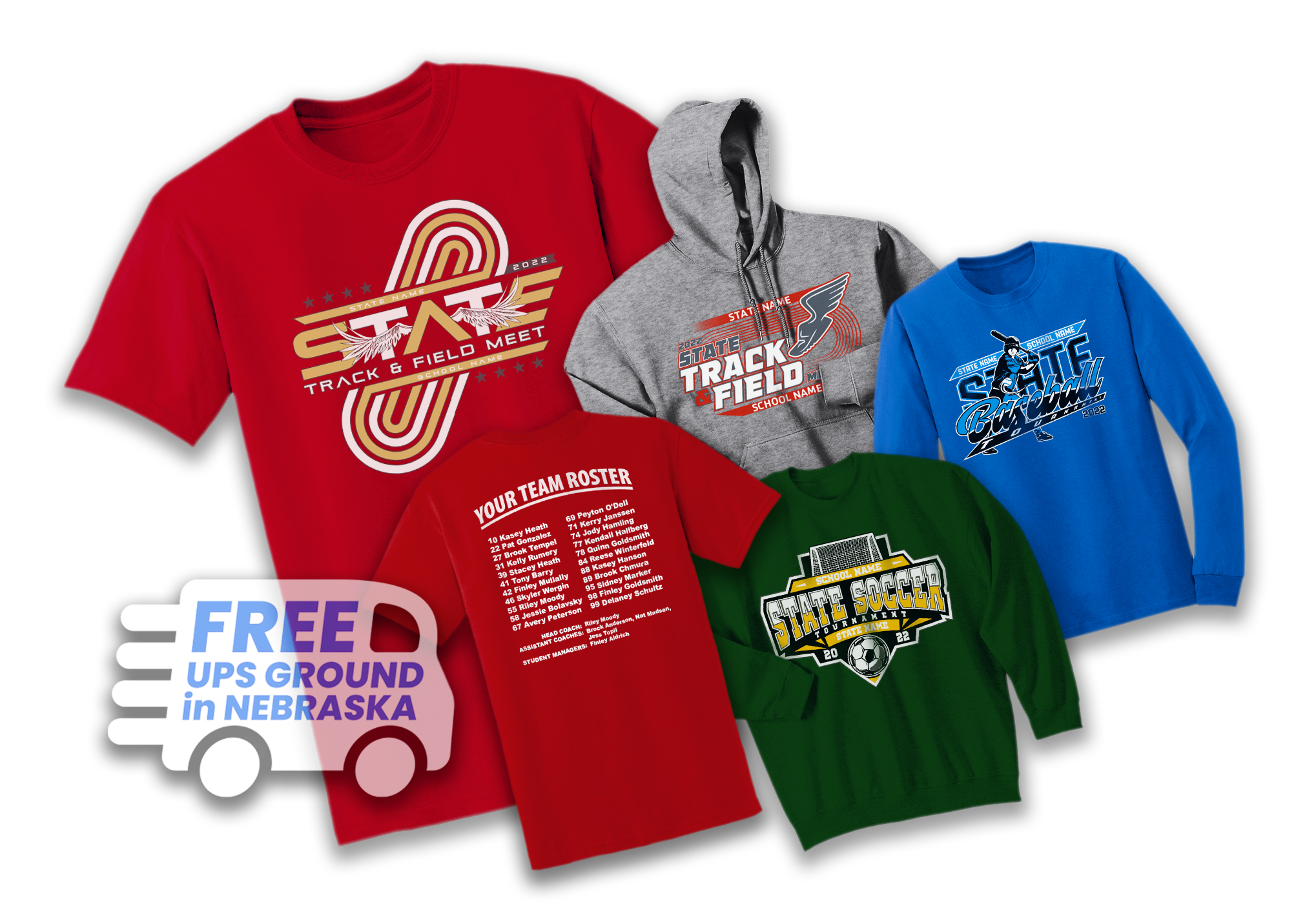 State Baseball and State Track and Field T-shirts